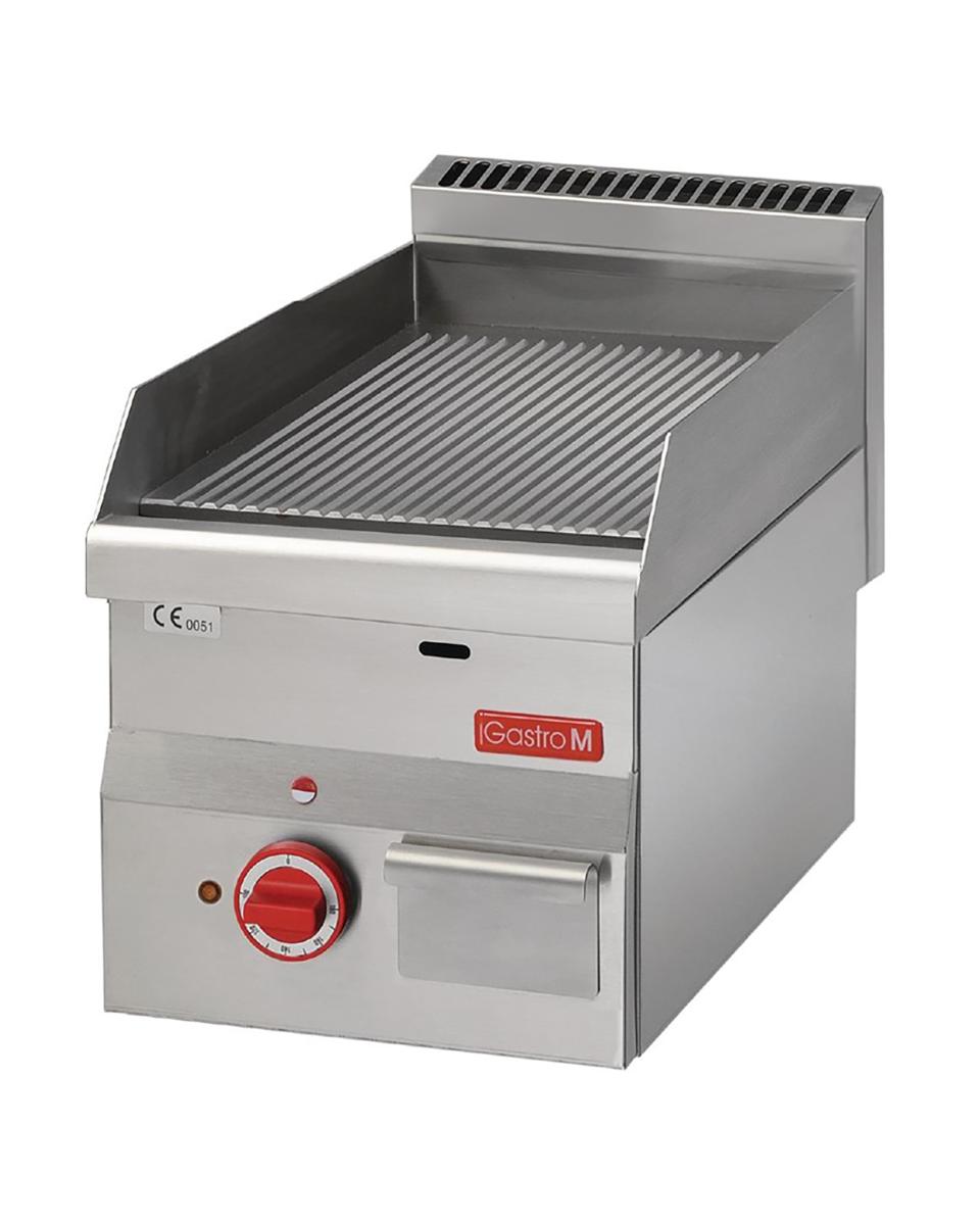 Plancha - Ligne 600 - Electrique - Nervurée - H 28 x 30 x 60 CM - 3 kW - 400 V - Inox - Gastro M - GN022