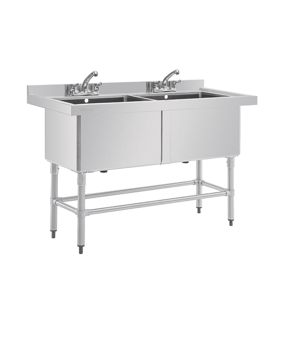 Evier - Double - 2 x 100 Litres - H 90 x 141 x 60 CM - Inox - Vogue - CF406