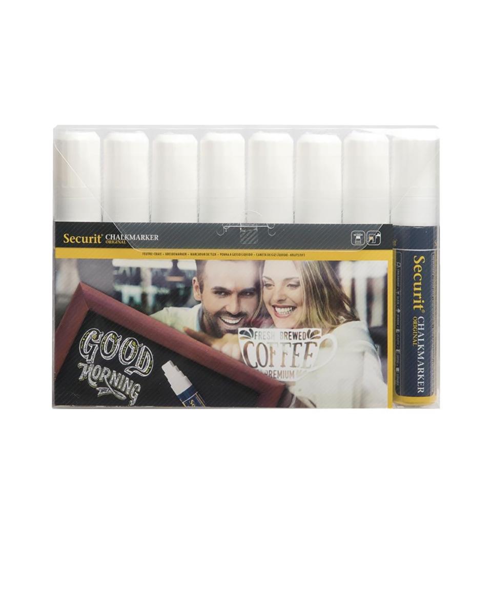 Marqueurs craie - 8 pièces - Blanc - H 15 x 14,5 x 2 CM - Securit - GF260