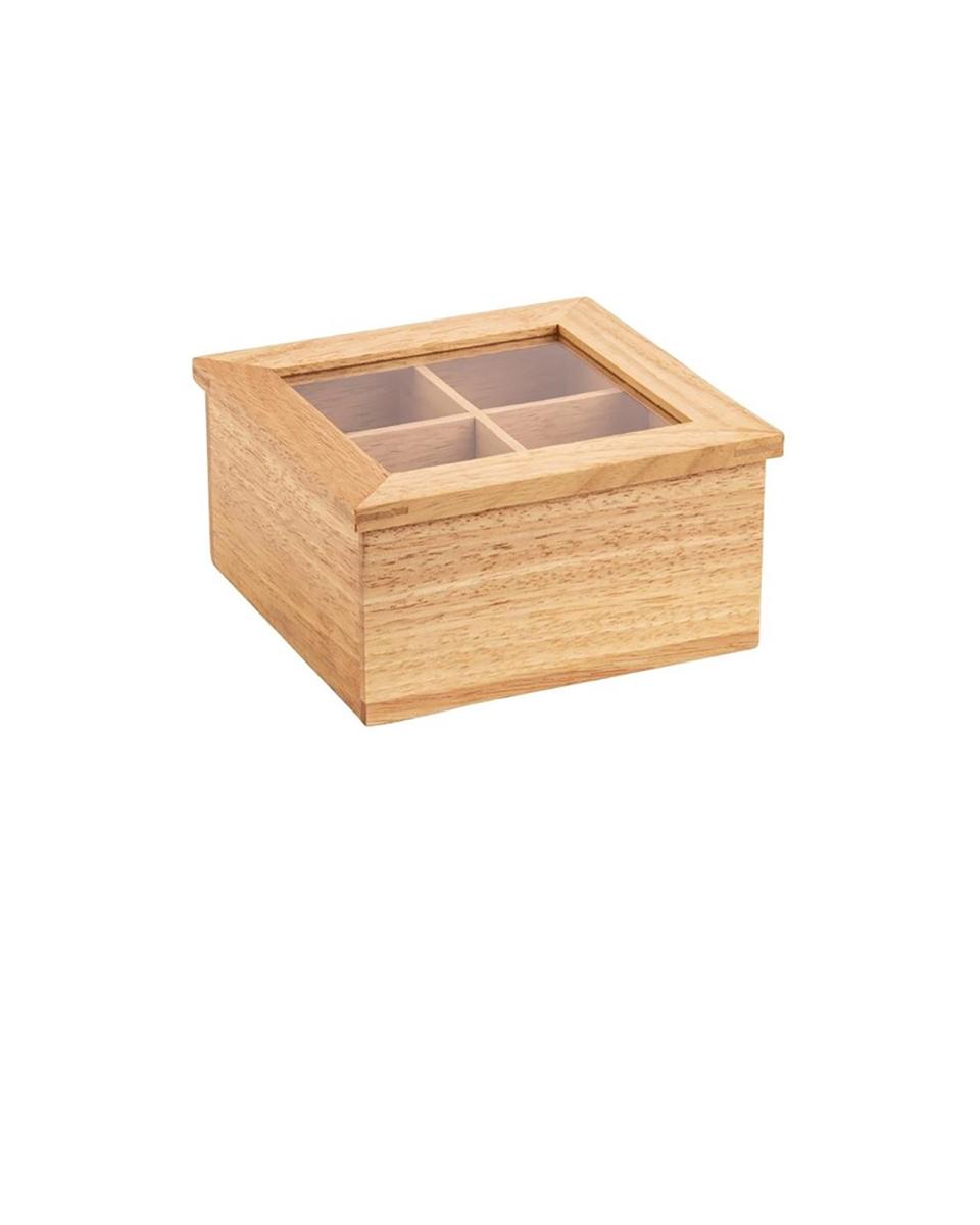 Boîte à thé - H 9 x 20 x 16 CM - Bois d'hévéa - Olympia - GL089