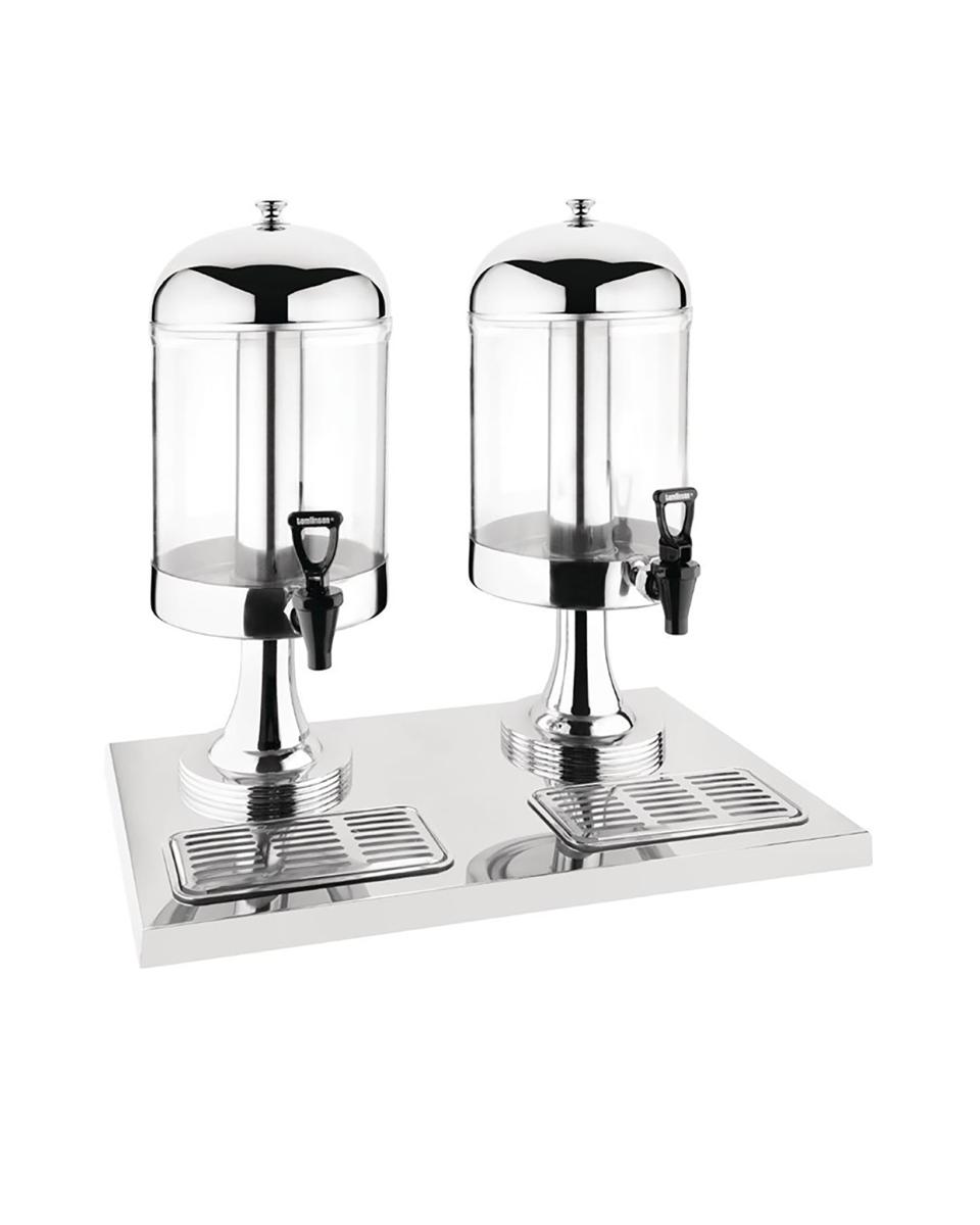Distributeur de boissons - Double - 14 Litres - H 57,8 x 56,4 x 37 CM - Plastique/Inox - Olympia - J184