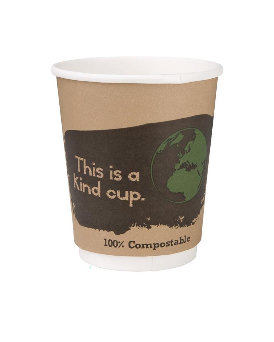 Gobelets à café jetables - 0,23 Litre - 500 pièces - Ø 8 x H 9,1 CM - Pla/Papier - Fiesta Green - DY985