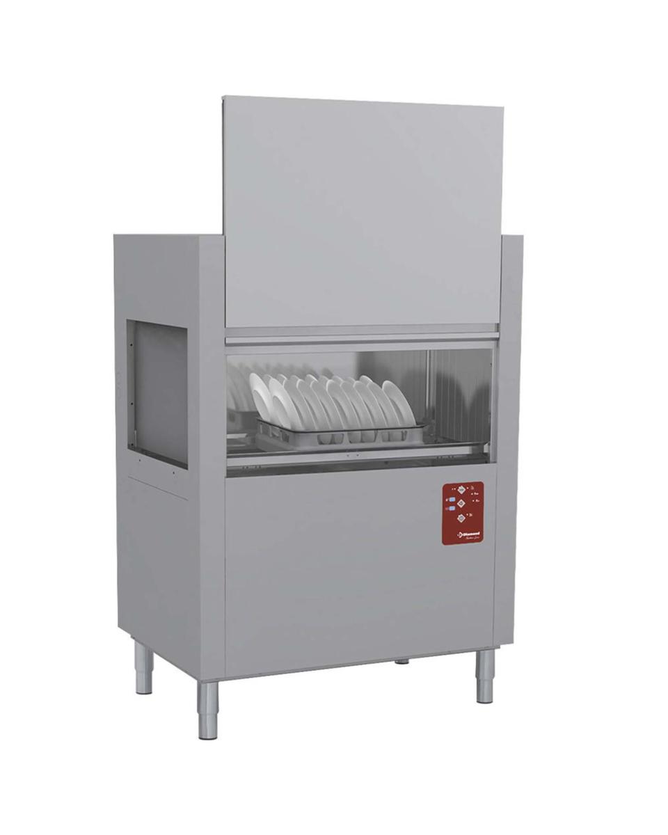 Lave-vaisselle à transport de paniers - Panier 50 x 50 CM - 120 Paniers/heure - 400V - H 161,5 x 115 x 77 CM - Diamant - D117E/7