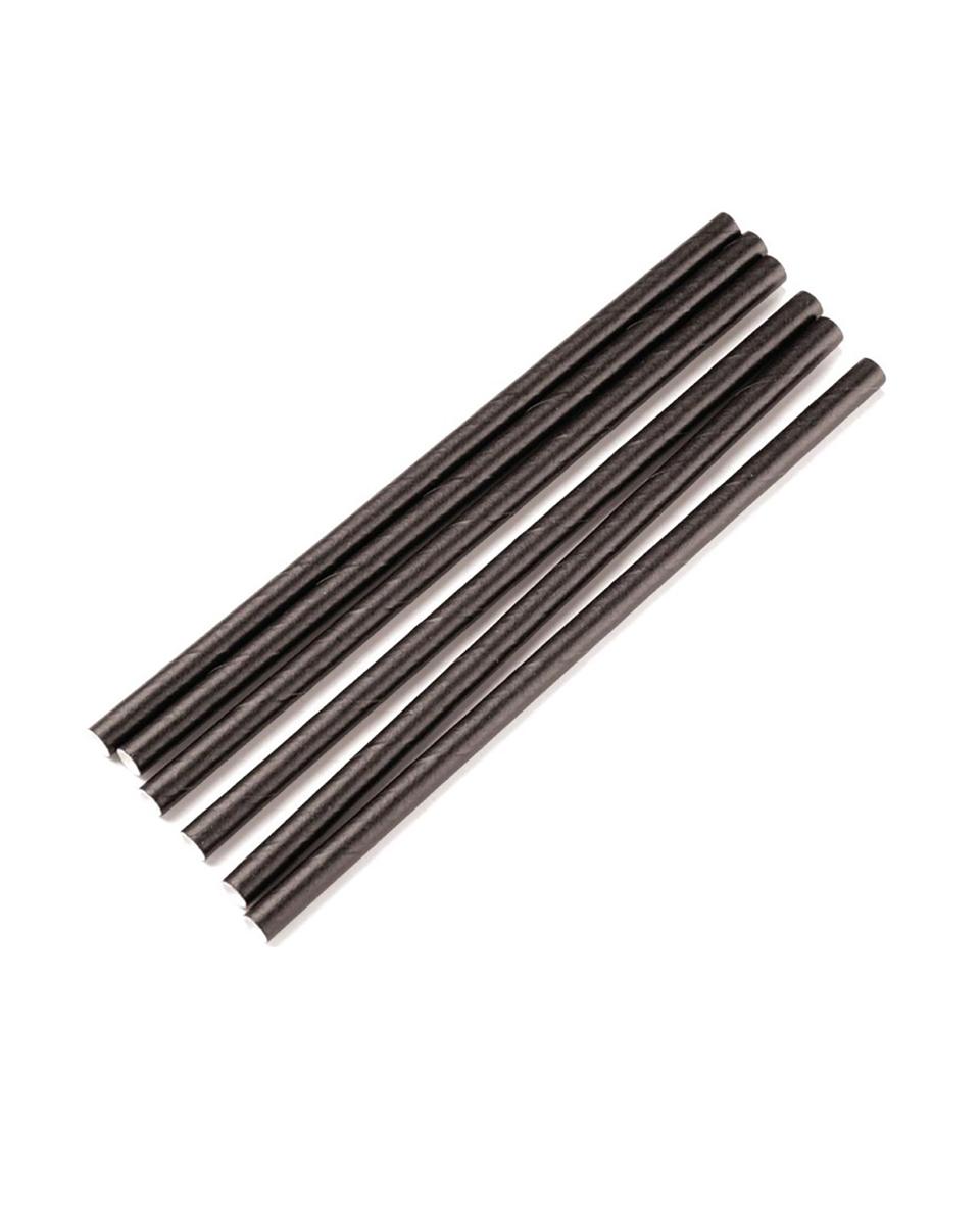 Pailles jetables - Compostables - 250 pièces - Noir - Ø 0,5 x 14 CM - Papier - Fiesta Green - CY080
