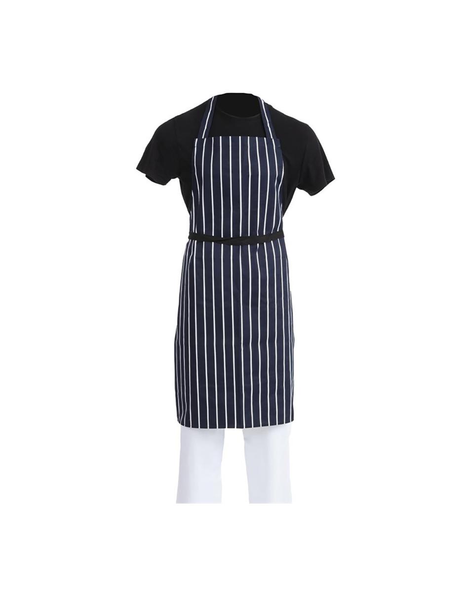 Tablier Halter - Unisexe - Bleu Foncé/Blanc - 71 x 96,5 CM - Polyester/Coton - Vêtement Blancs Chefs - A530