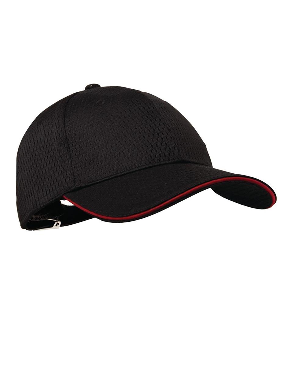 Casquette de baseball - Unisexe - Taille unique - Noir/Rouge - Polyester/Coton - Chef Works - A945