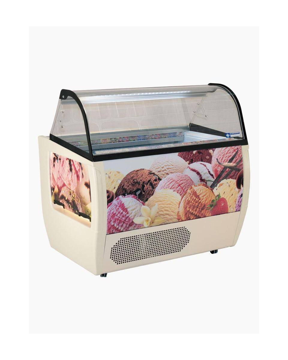 Glace Vitrine - 10 x 5 Litre - Avec réserve - Diamant - RUMBA 10 PLUS