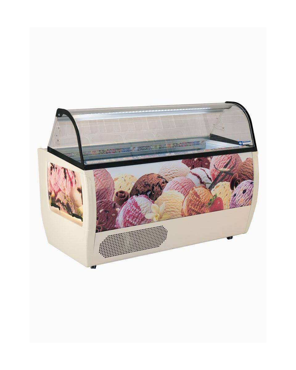Glace Vitrine - 13 x 5 Litre - Avec réserve - Diamant - RUMBA 13 PLUS