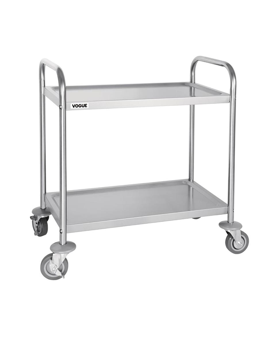 Chariot de service - 2 niveaux - Petit - H 82,5 x 71 x 40,5 CM - Inox - Vogue - F996