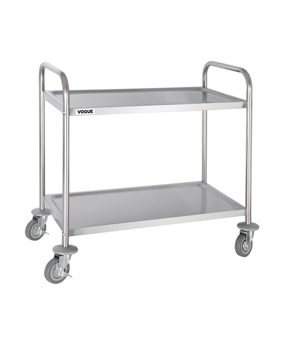 Chariot de service - 2 niveaux - Moyen - H 81 x 85,5 x 45,5 CM - Inox - Vogue - F997