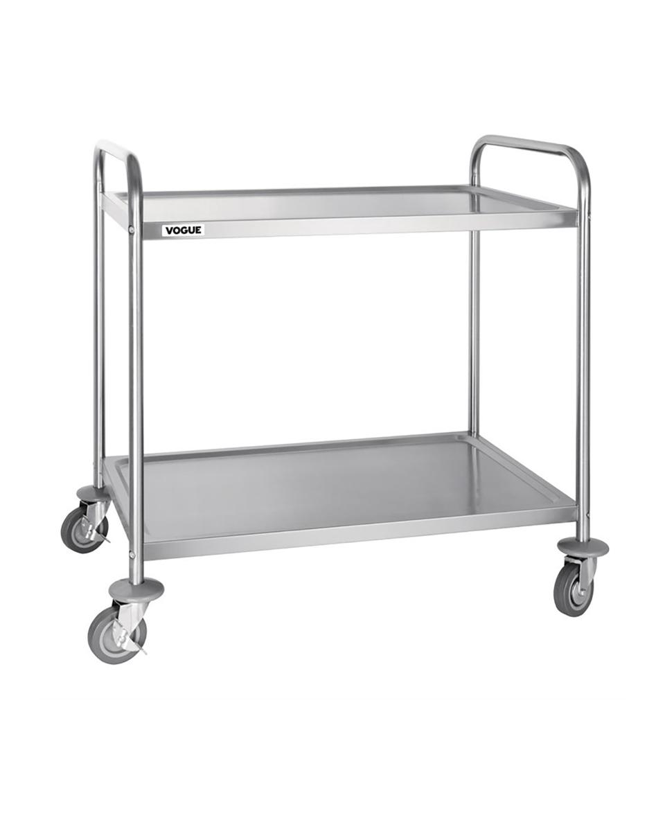 Chariot de service - 2 niveaux - Large - H 93 x 86 x 53,5 CM - Inox - Vogue - F998
