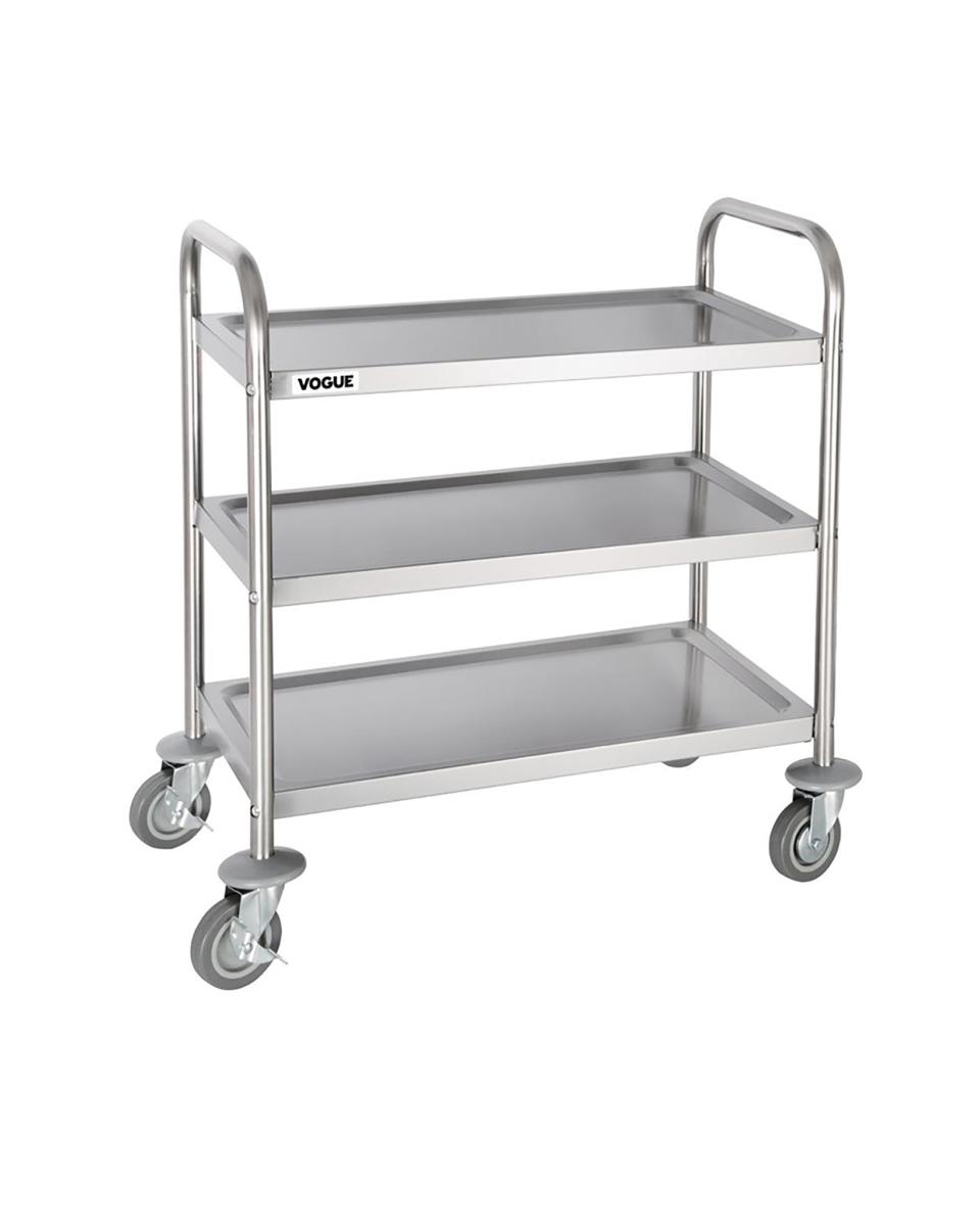 Chariot de service - 3 niveaux - Petit - H 82,5 x 71 x 40,5 CM - Inox - Vogue - F993