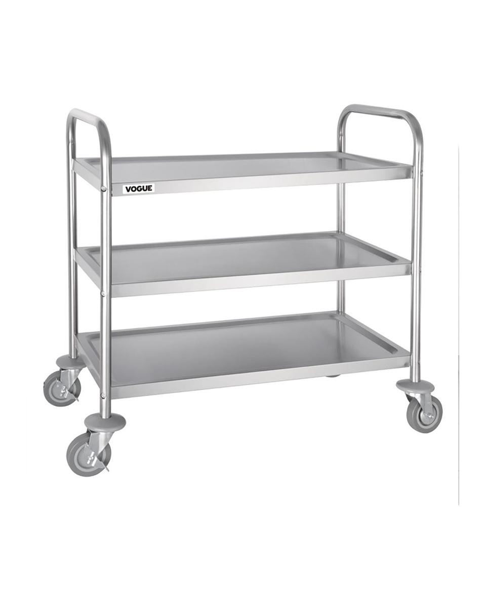 Chariot de service - 3 niveaux - Moyen - H 85,5 x 81 x 45,5 CM - Inox - Vogue - F994