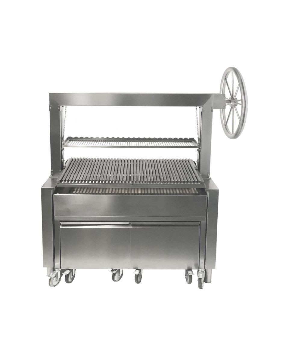 Barbecue à charbon - Grilles orientables - Roues pivotantes - Inox - G-Line