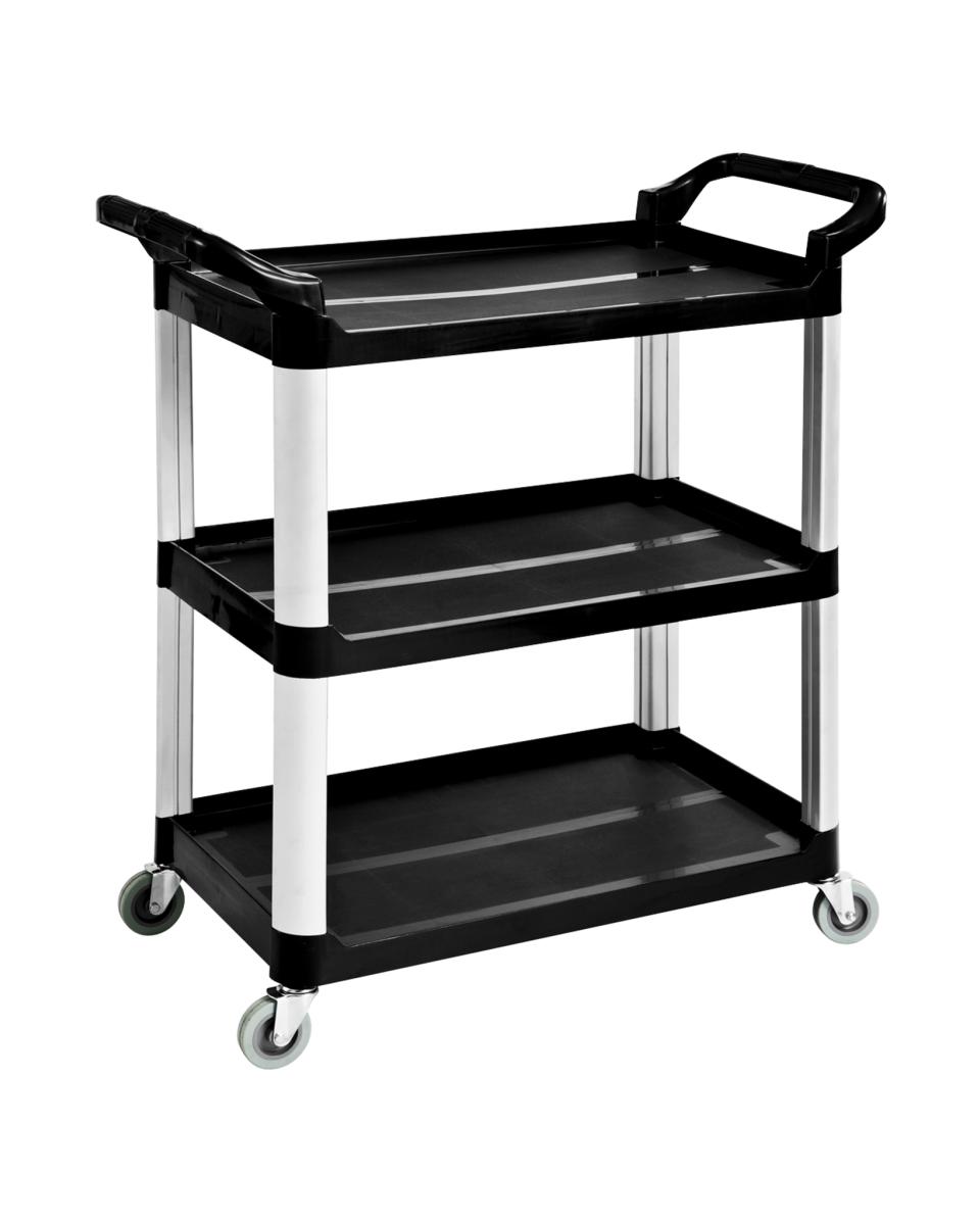 Chariot de service - 3 niveaux - Aluminium - H 95 x 84,5 x 43 CM - Noir - G-Line