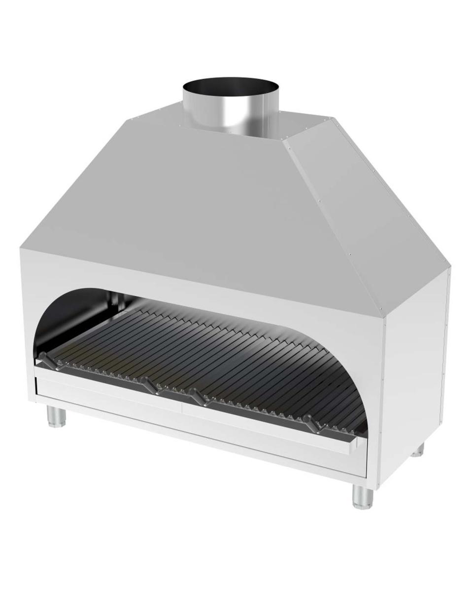 Barbecue à charbon - Modèle de table - H 120 x 130 x 53 CM - Hotte aspirante - Inox - G-Line