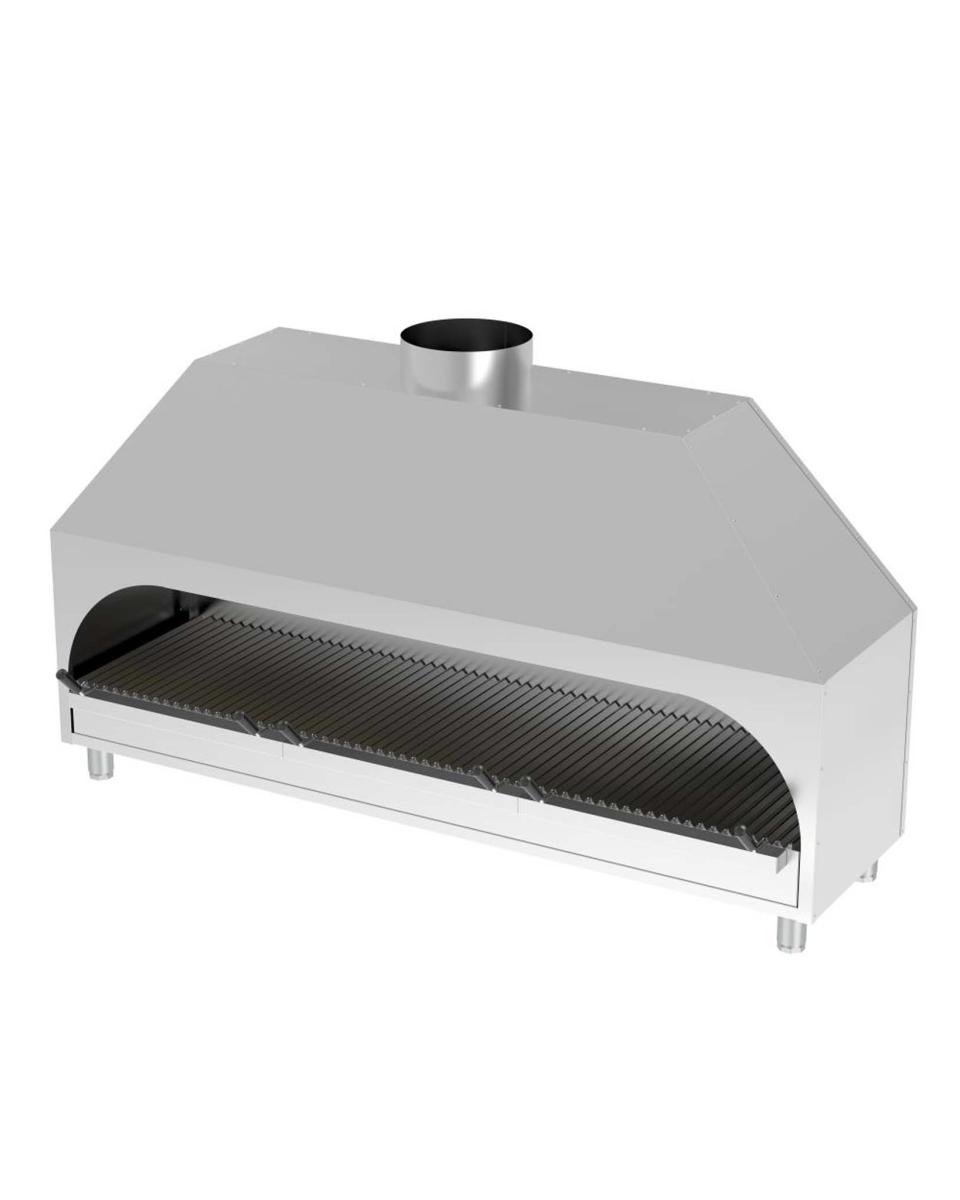 Barbecue à charbon - Modèle de table - H 120 x 170 x 53 CM - Hotte aspirante - Inox - G-Line