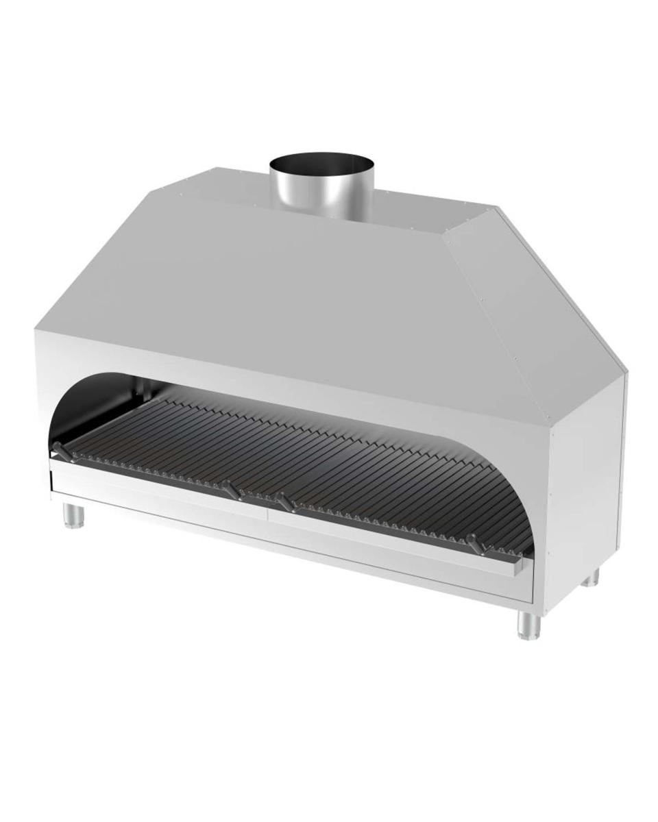 Barbecue à charbon - Modèle de table - H 120 x 200 x 53 CM - Hotte aspirante - Inox - G-Line