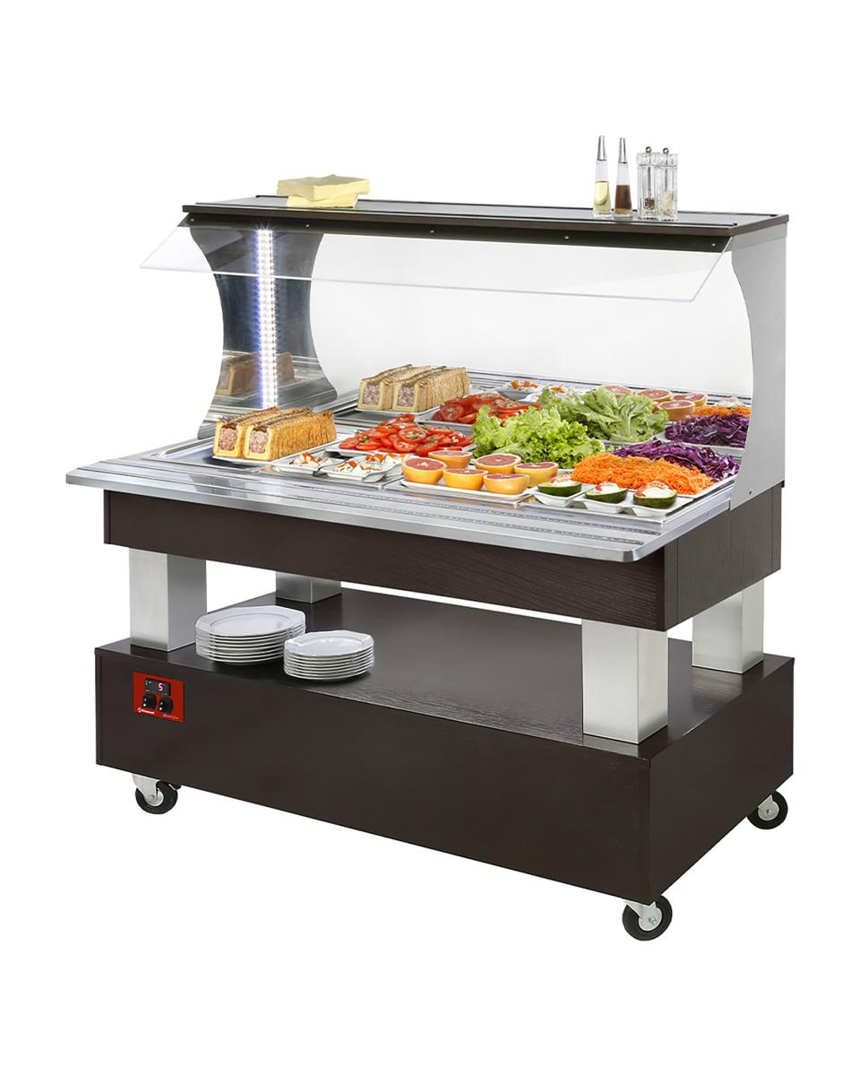Buffet Réfrigéré - 4 x 1/1 GN - Bois Wengé - H 140,5 x 149,5 x 69 CM - Diamant - ASB/4N-B1-R2