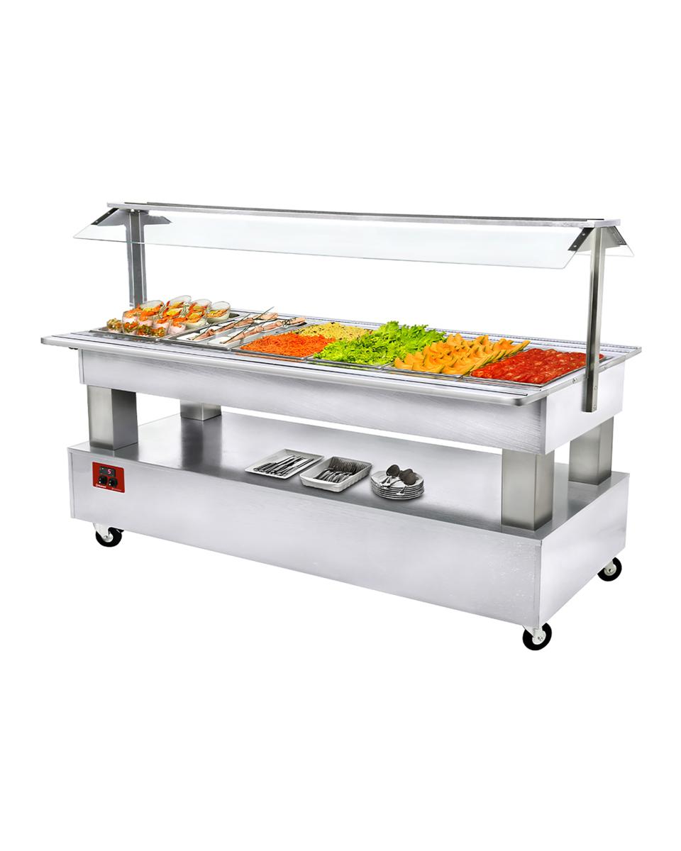 Buffet Réfrigéré - 6 x GN 1/1 - Bois Blanc - H 137 x 207 x 66 CM - Diamant - BSB/6N-A1-R2