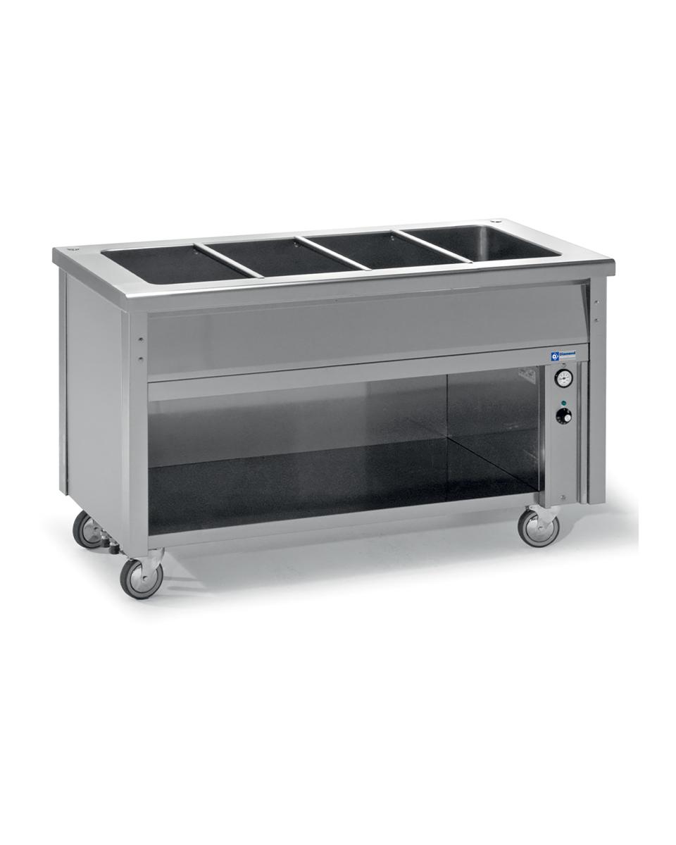 Bain-marie - Electrique - 6 x GN 1/1 - Meuble bas ouvert - Diamant - BT23