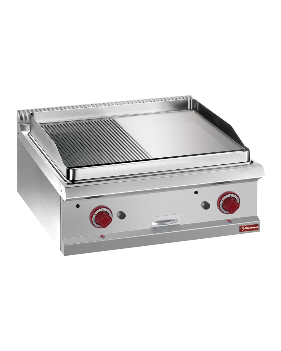 Plancha - Gaz - Lisse / Nervuré - Chromé - 70 CM - Diamant - G7/PMCD7T