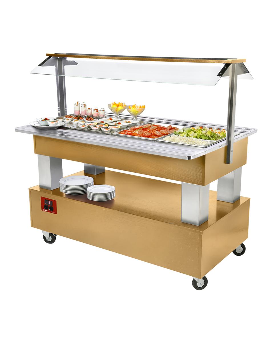 Buffet Réfrigéré - 4 x GN 1/1 - Bois de Chêne - H 137 x 144 x 66 CM - Diamant - BSB/4N-D1-R2