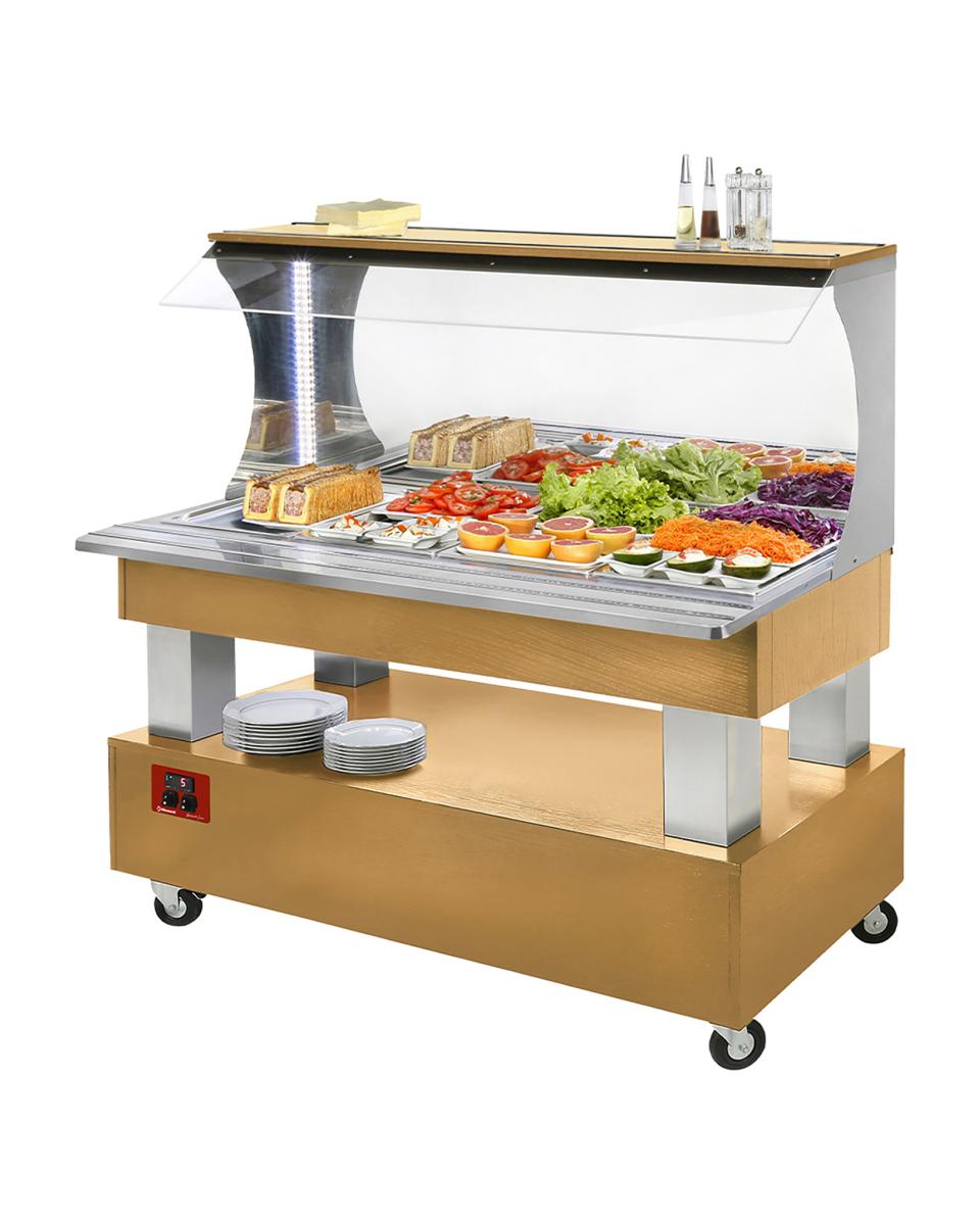 Buffet Réfrigéré - 4 x 1/1 GN - Chêne - H 140,5 x 149,5 x 69 CM - Diamant - ASB/4N-D1-R2