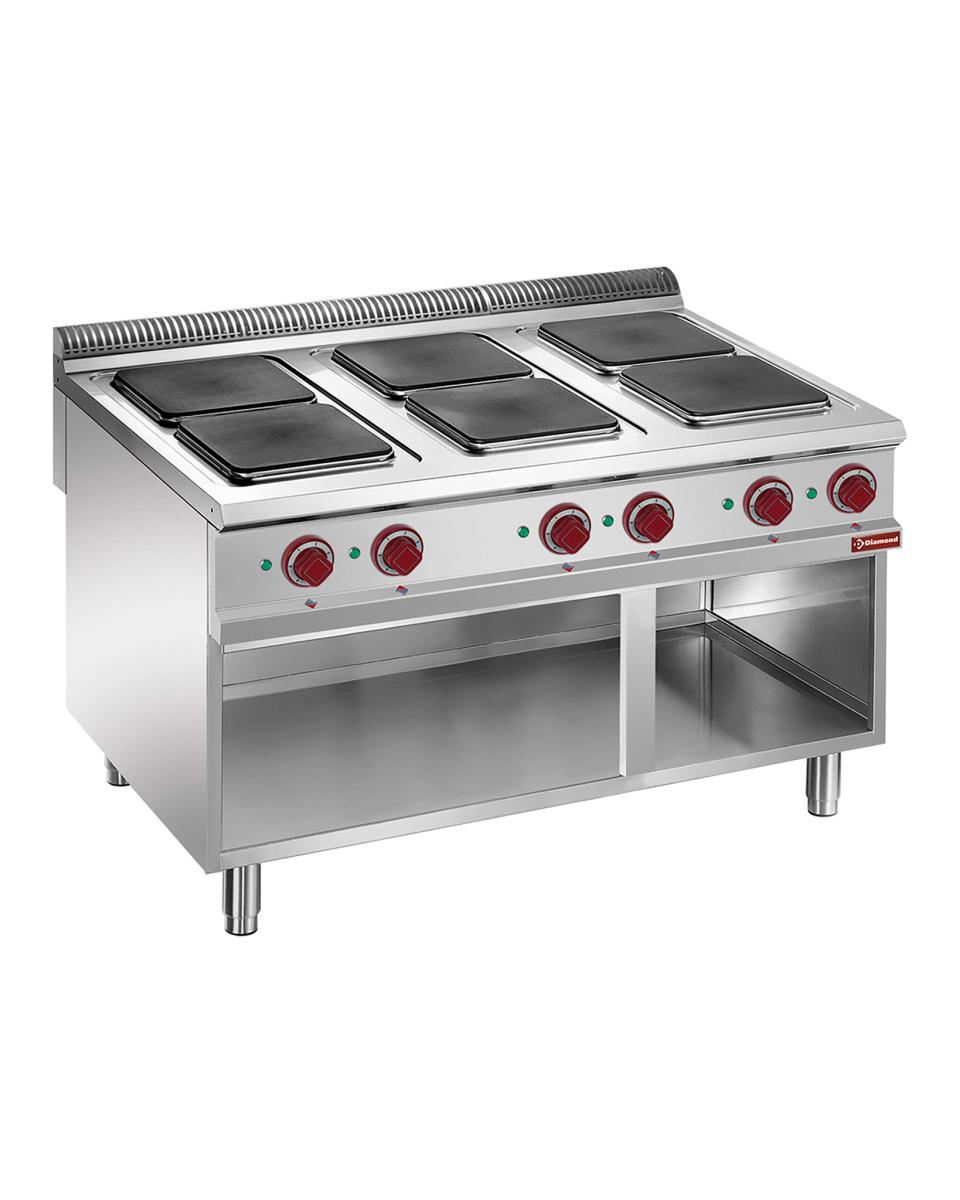 Cuisinière - Electrique - 6 Plaques - 30x30 CM - Fond Ouvert - Diamant - E9/6PQA12