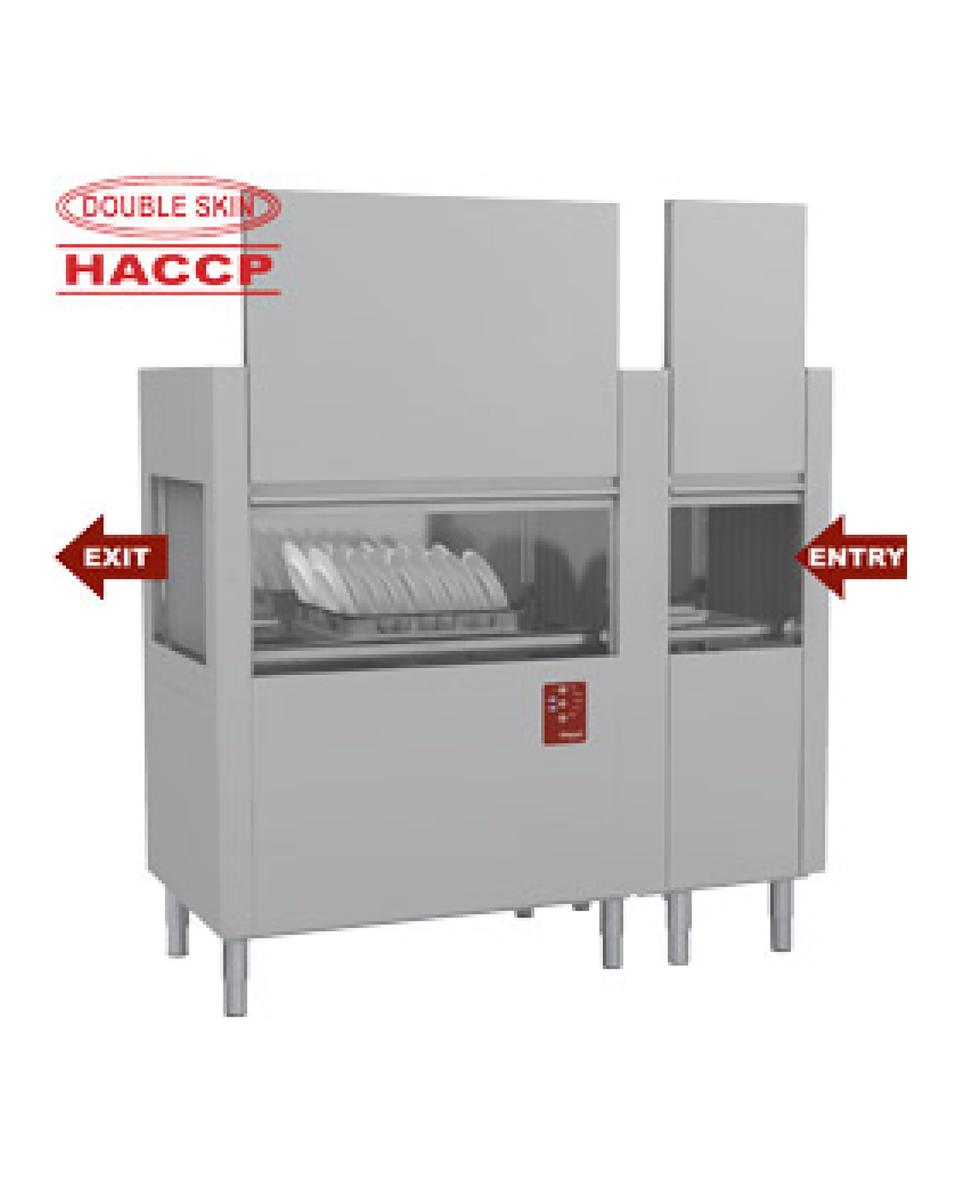 Lave-vaisselle à transport de paniers - Panier 50 x 50 CM - 200 Paniers/heure - 400V - H 161,5 x 170 x 77 CM - Diamant - DATIC20E/7-DX-