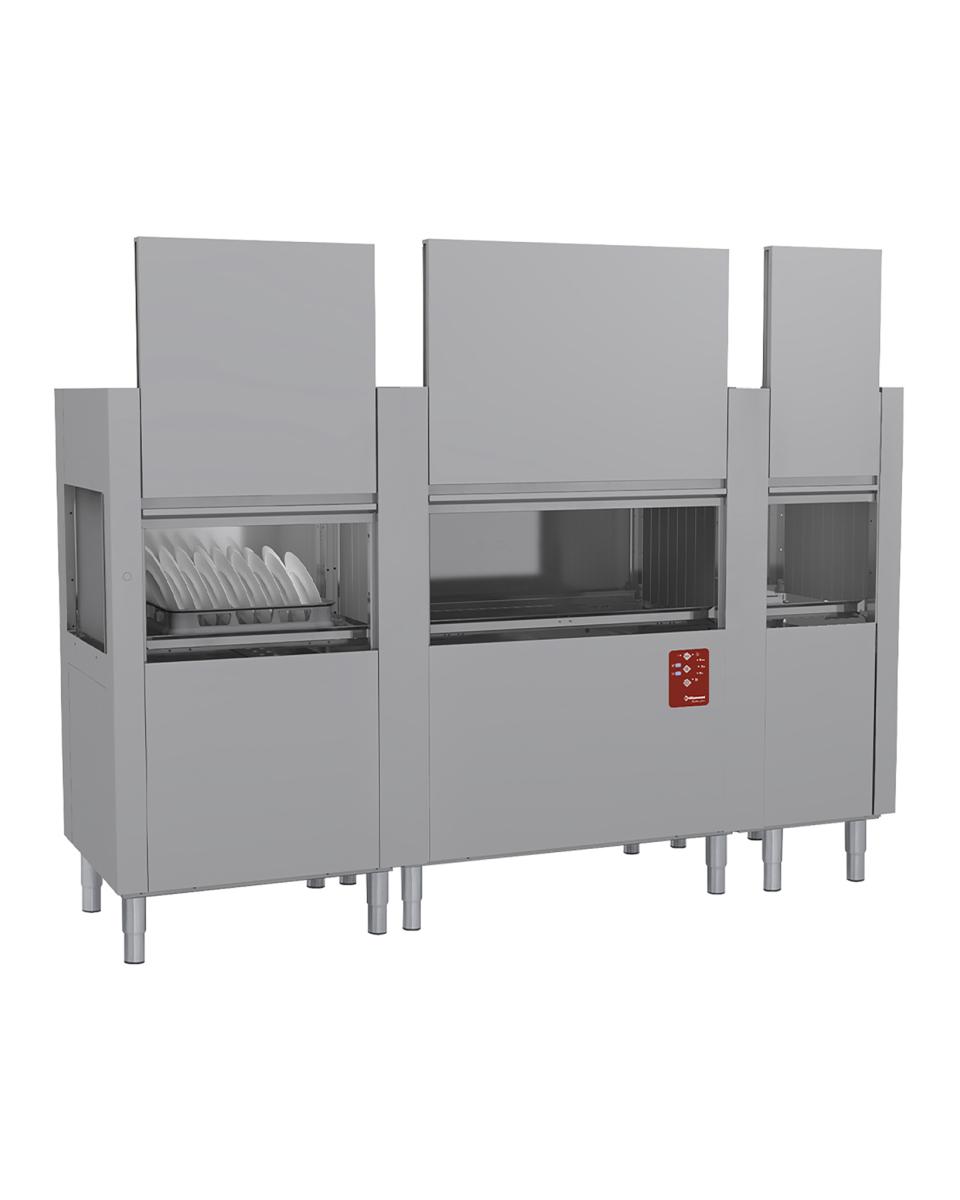 Lave-vaisselle à transport de paniers - Panier 50 x 50 CM - 270 Paniers/heure - 400V - H 161,5 x 251,9 x 77 CM - Diamant - DATIC37E/7