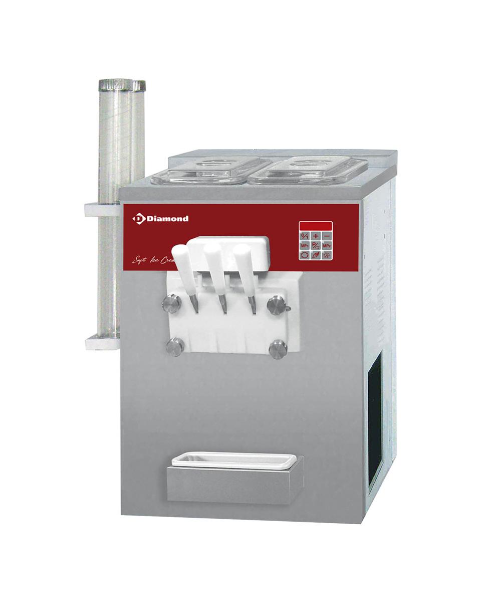 Sorbetière soft - 2 Parfums - 15 KG/h - 400V - Condenseur à air - Diamond - DST/2-15AP