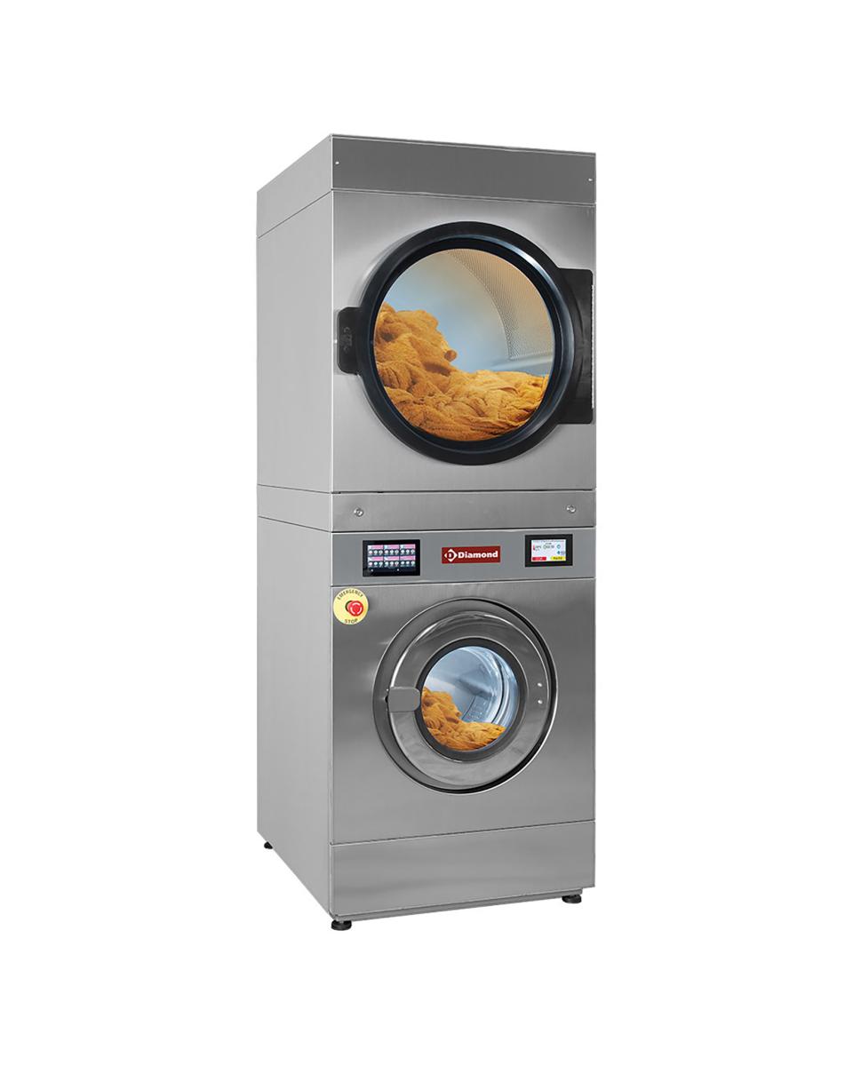Lave-linge à super centrifugation - Ecran tactile - Electrique - 14 KG + Séchoir rotatif 14 KG - Gaz - Diamant - DGEB/18-TS