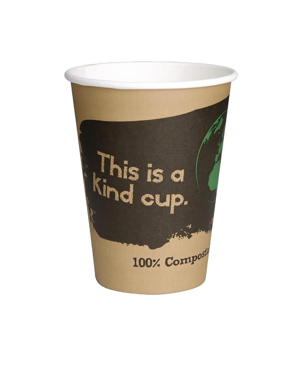 Gobelets à café jetables - 0,34 Litre - 1000 pièces - Marron - Ø 8,85 x H 11 CM - Papier/Pla - Fiesta Green - DS058