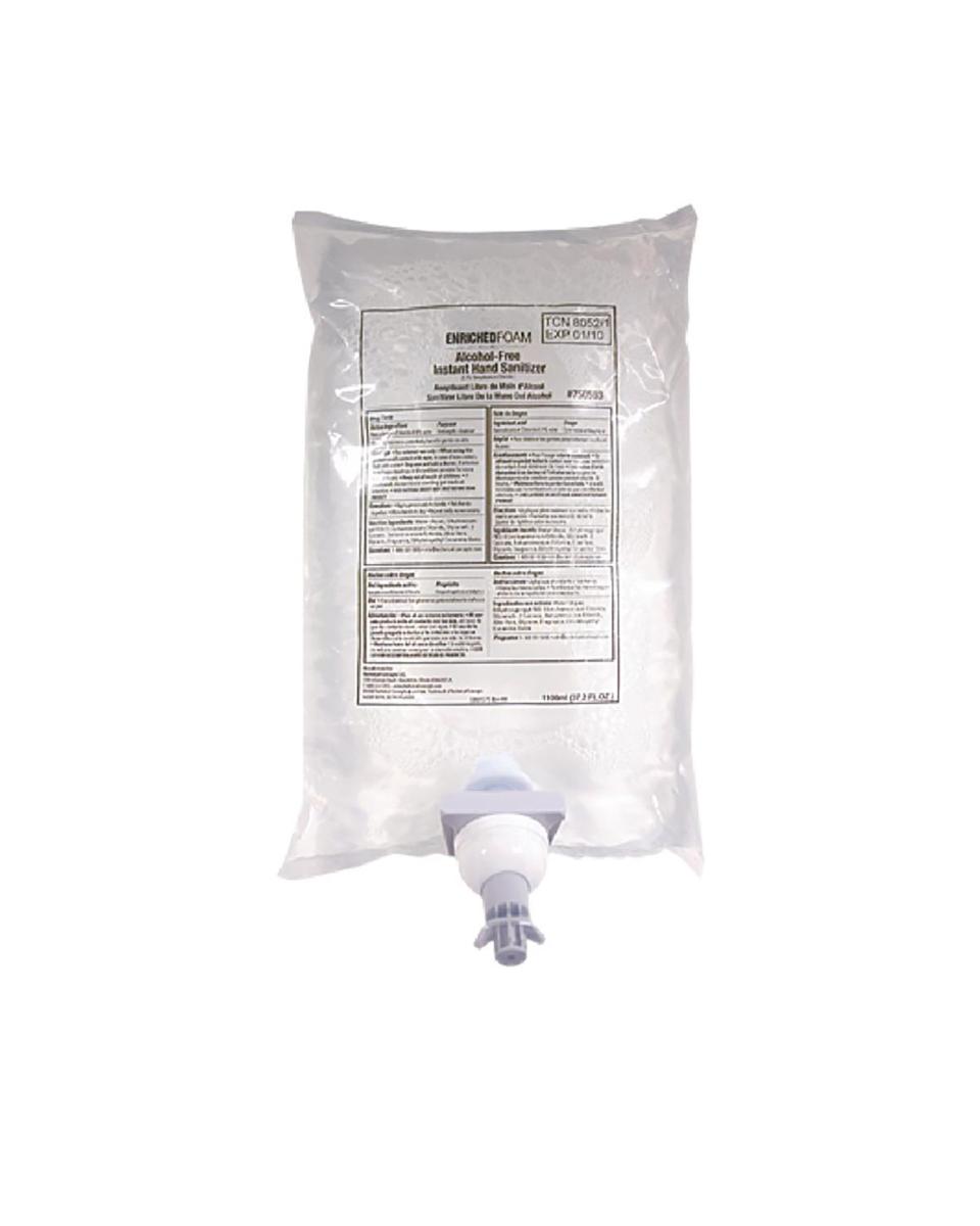 Recharge nettoyant désinfectant pour les mains - Sans alcool - 4 x 1,1 Litre - 4 pièces - H 0,35 x 1,7501 x 2,5999 CM - Rubbermaid - FN384