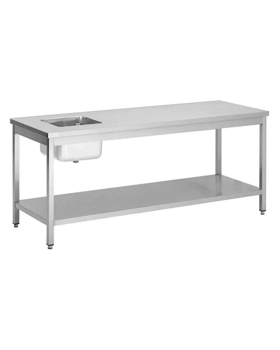 Table de Chef Inox - 1 Poubelle Gauche - Avec Tablette Inférieure - G-Line
