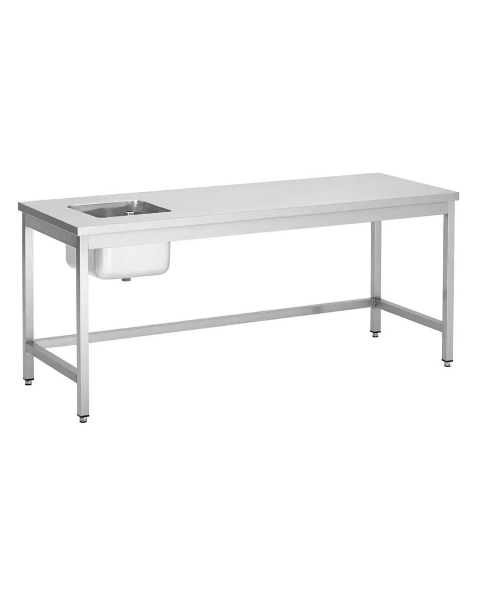 Table de Chef Inox - 1 Poubelle Gauche - Sans Tablette Inférieure - G-Line