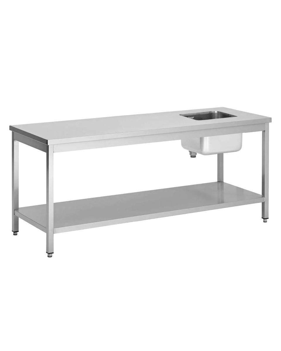 Table de Chef Inox - 1 Plateau Droit - Avec Tablette Inférieure - G-Line