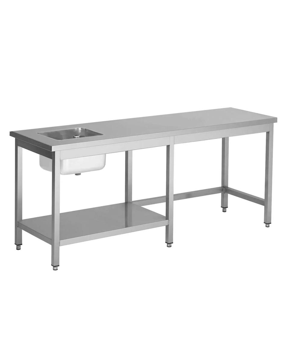 Table de Chef Inox - 1 Plateau Gauche - Demi Clayette Inférieure Gauche - G-Line
