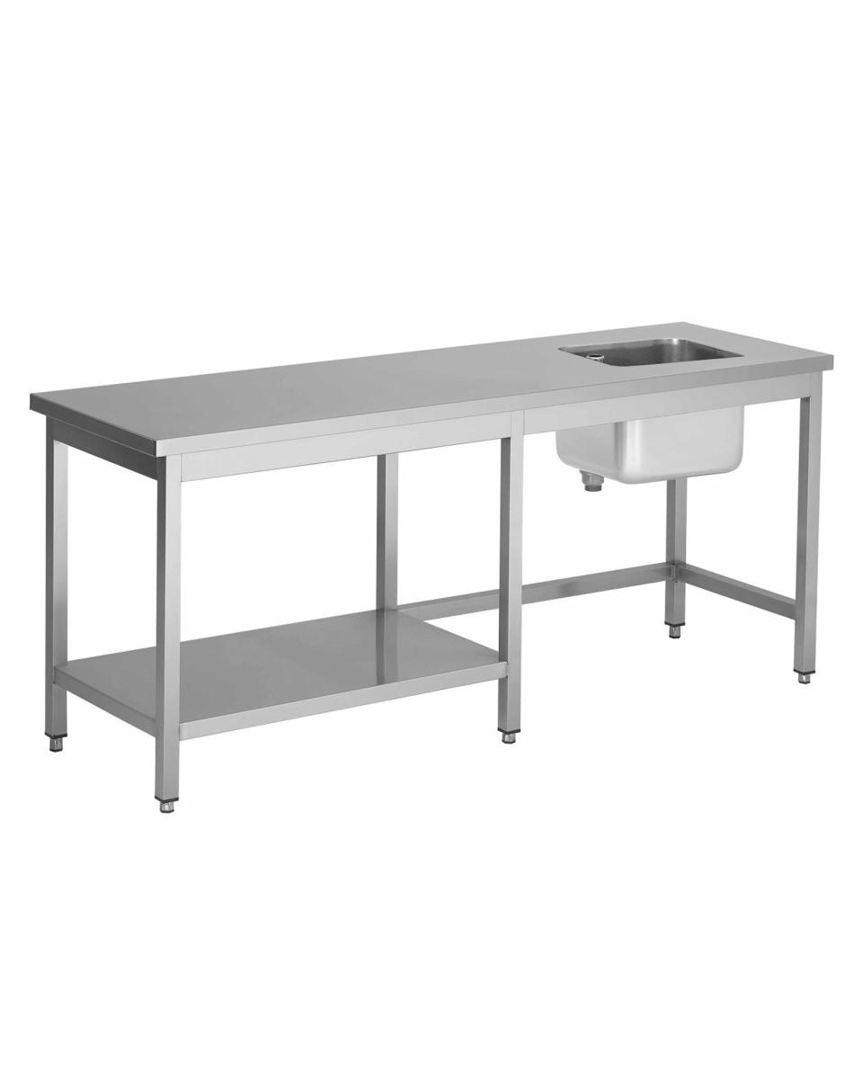 Table de Chef Inox - 1 Plateau Droite - Demi Tablette Inférieure Gauche - G-Line