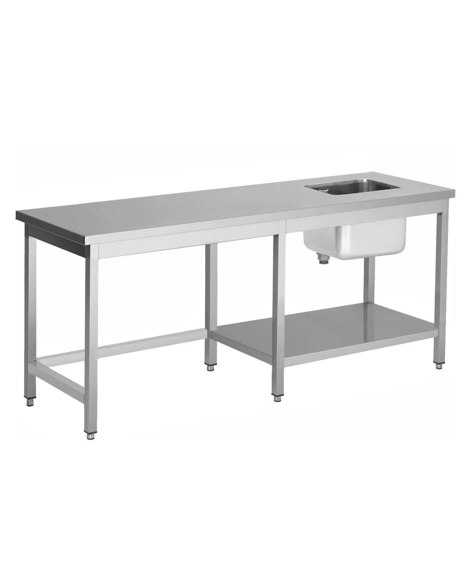 Table de Chef Inox - 1 Plateau Droite - Demi Tablette Inférieure Droite - G-Line