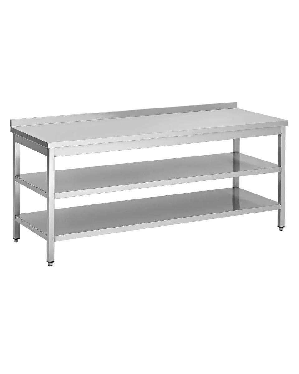 Table de Travail Inox - Double Piètement - Rebord Plat 4 CM - G-Line
