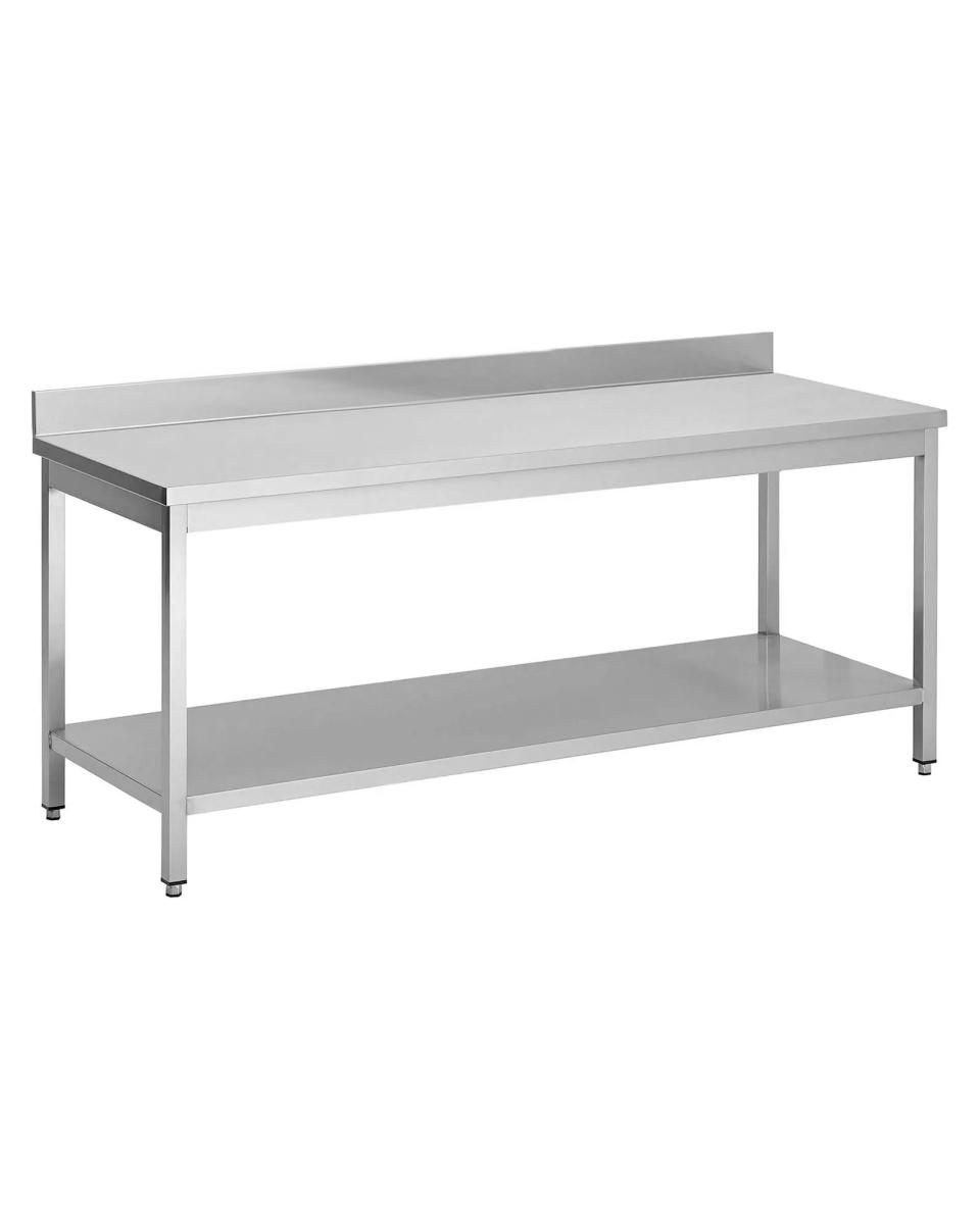 Table de Travail Inox - Avec Etagère Inférieure - Bloc Rebord Surélevé 10 CM - G-Line