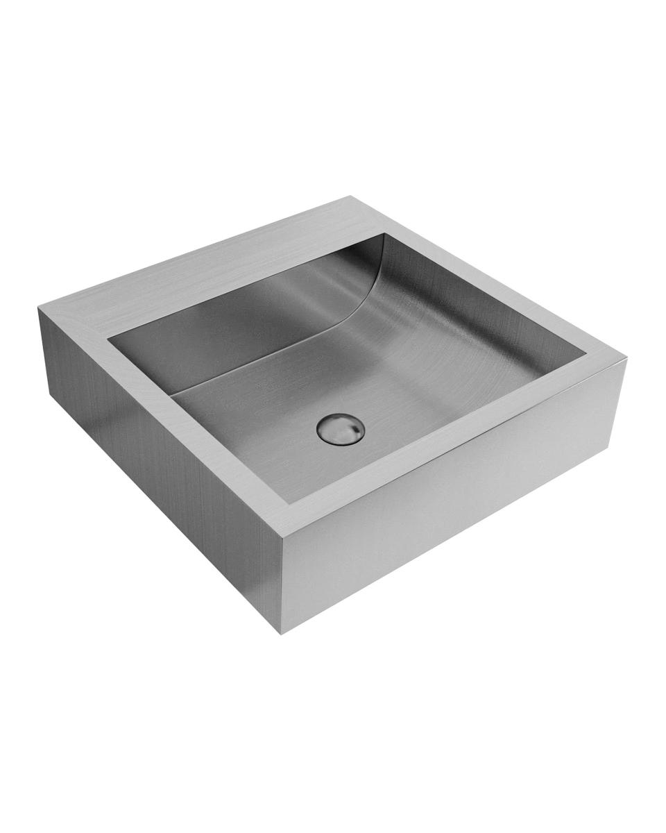 Lave-mains en inox - Vasque ronde - H 12,4 x 45 x 45 CM