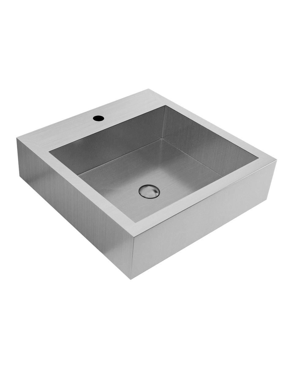 Lave-mains en inox - Vasque carrée - H 12,4 x 45 x 45 CM