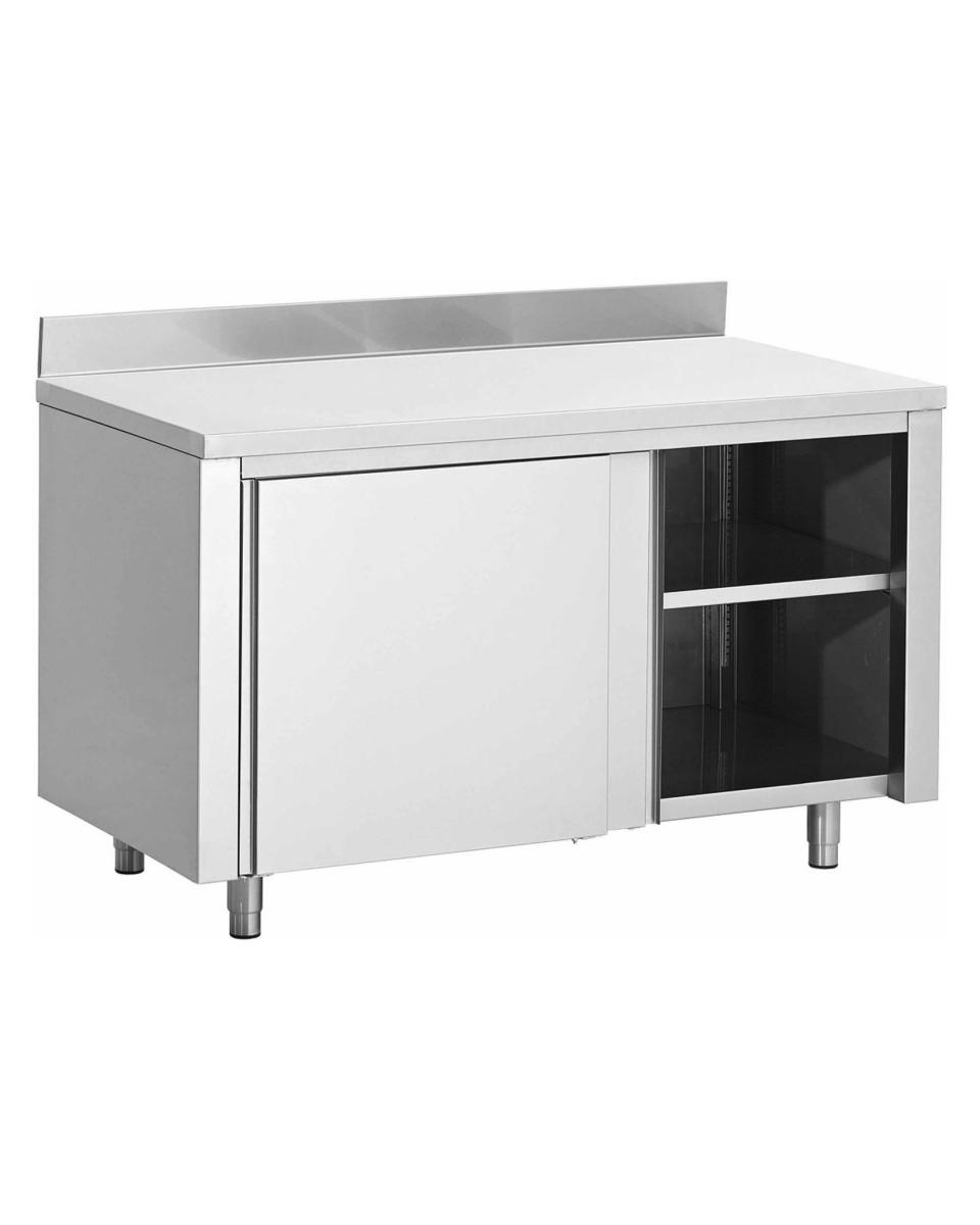 Table de travail fermée inox - Portes coulissantes - Bloc de chant vertical 10 CM - G-Line