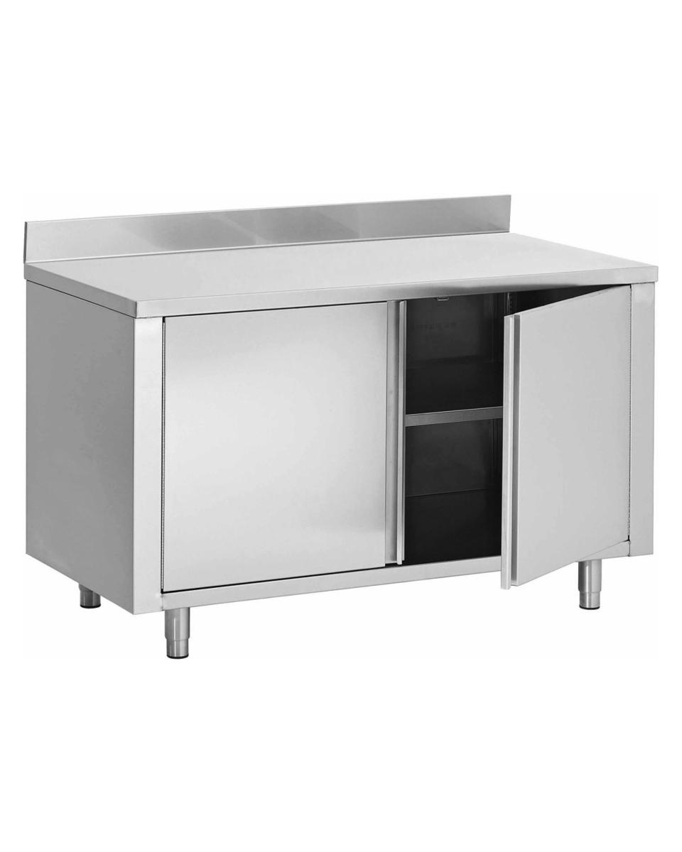 Table de travail fermée inox - Portes tournantes - Bloc de chant montant 10 CM - G-Line
