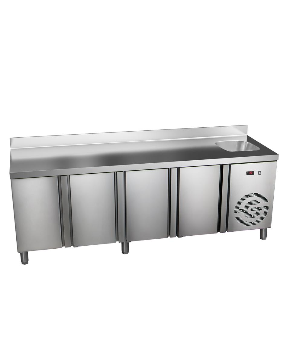 Etabli réfrigéré 4 portes - avec évier - avec rebord surélevé - G-Line