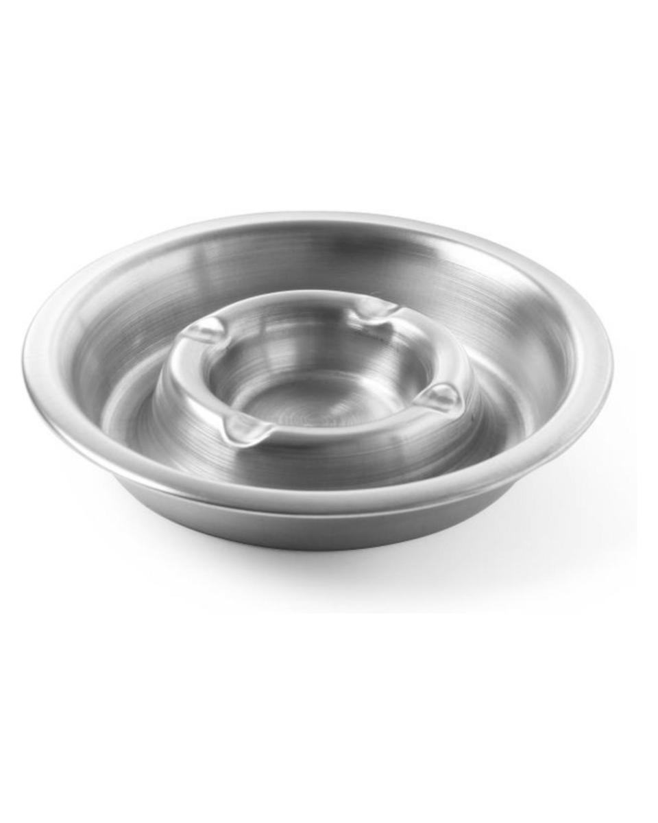 Cendrier avec rebord coupe-feu - Ø 14 cm - Inox - Hendi - 440001