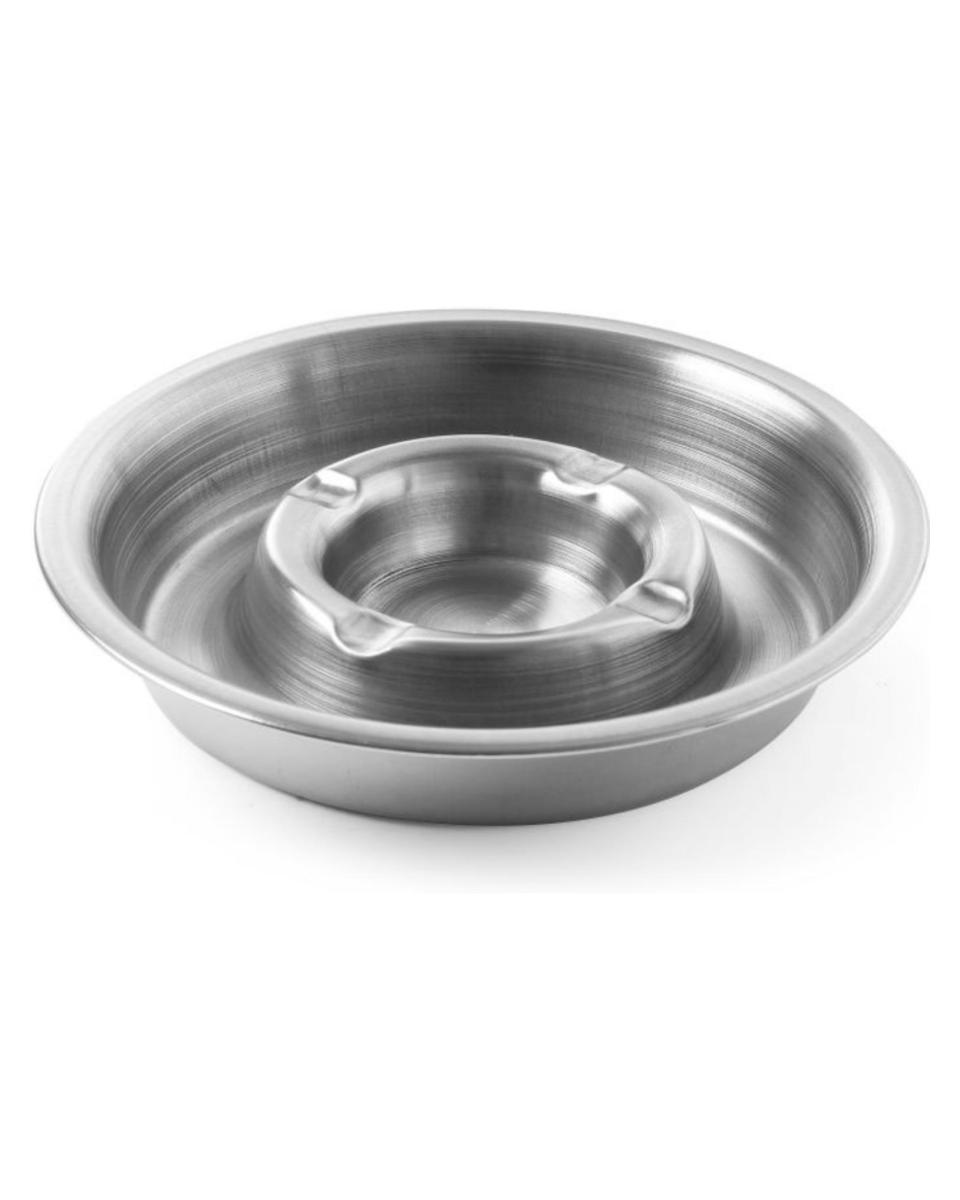 Cendrier avec rebord coupe-feu - Ø 16 cm - Inox - Hendi - 440100